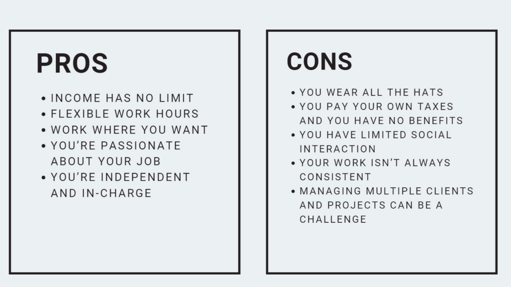 become a freelance writer: table of the pros and cons of freelance writing