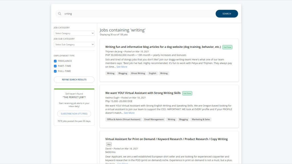 Screenshot of Online Jobs Ph